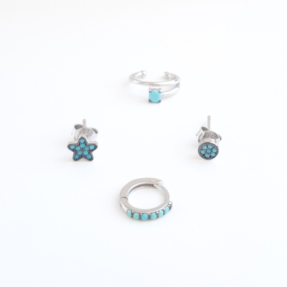 2352020052039 joyas plata mini turquesas luar denia pequeo perforacin indivudual estrella earcuff aro pequeos combinados