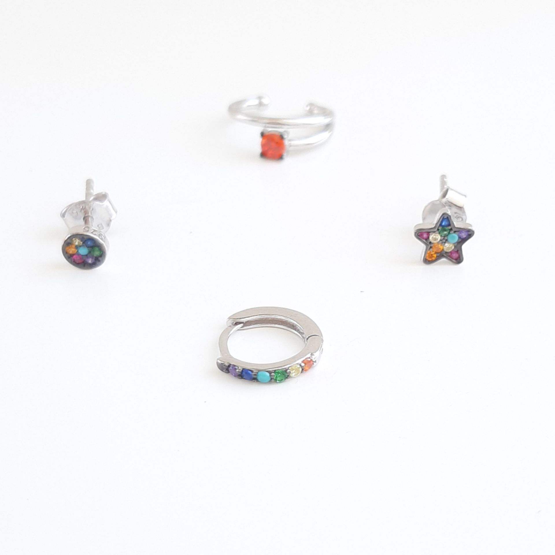 2552020040402 joyas plata mini circonitas multicolor luar denia pequeo perforacin indivudual estrella earcuff aro pequeos combinados