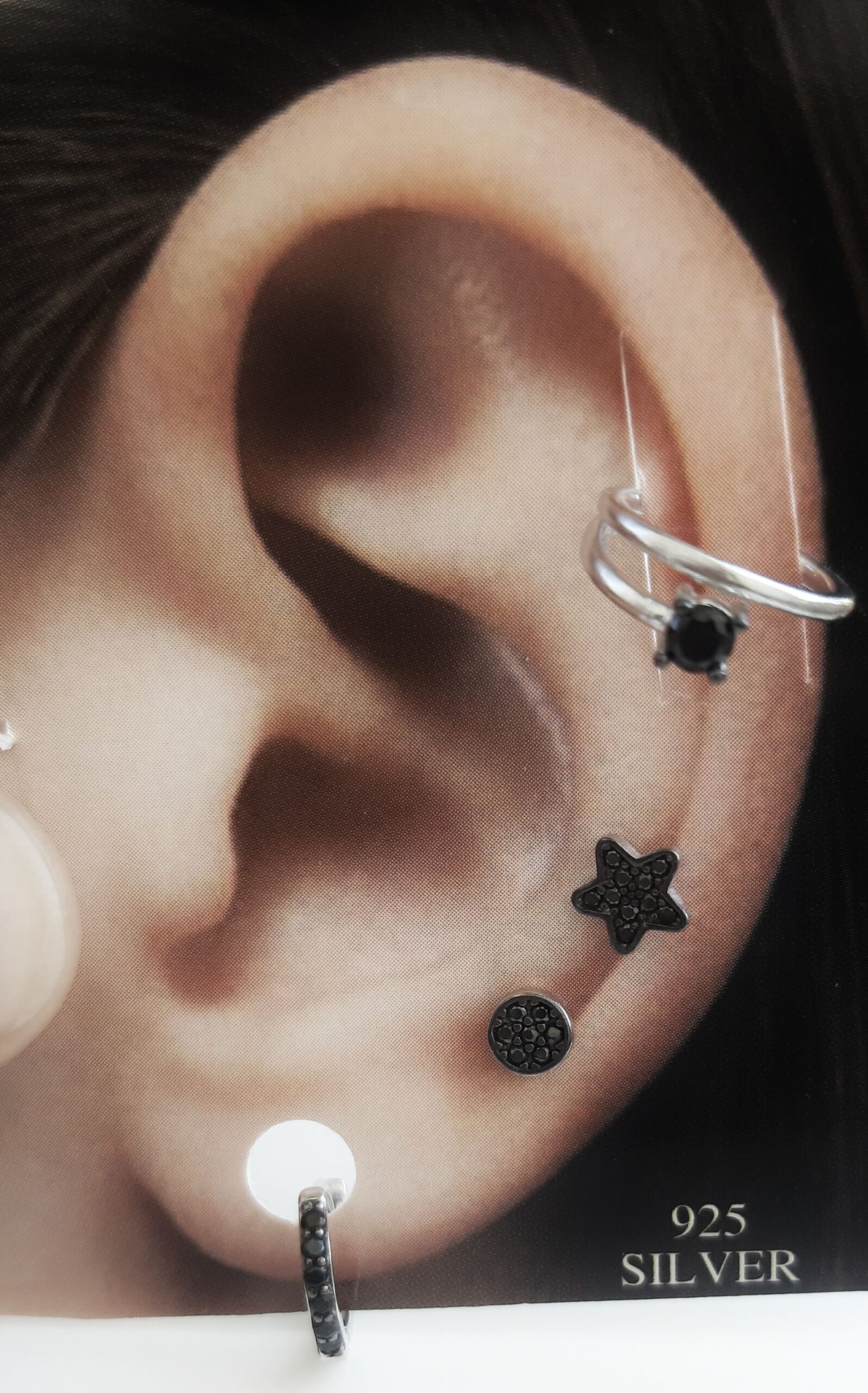 2552020080336 joyas plata mini circonitas negras luar denia pequeo perforacin indivudual estrella earcuff aro pequeos