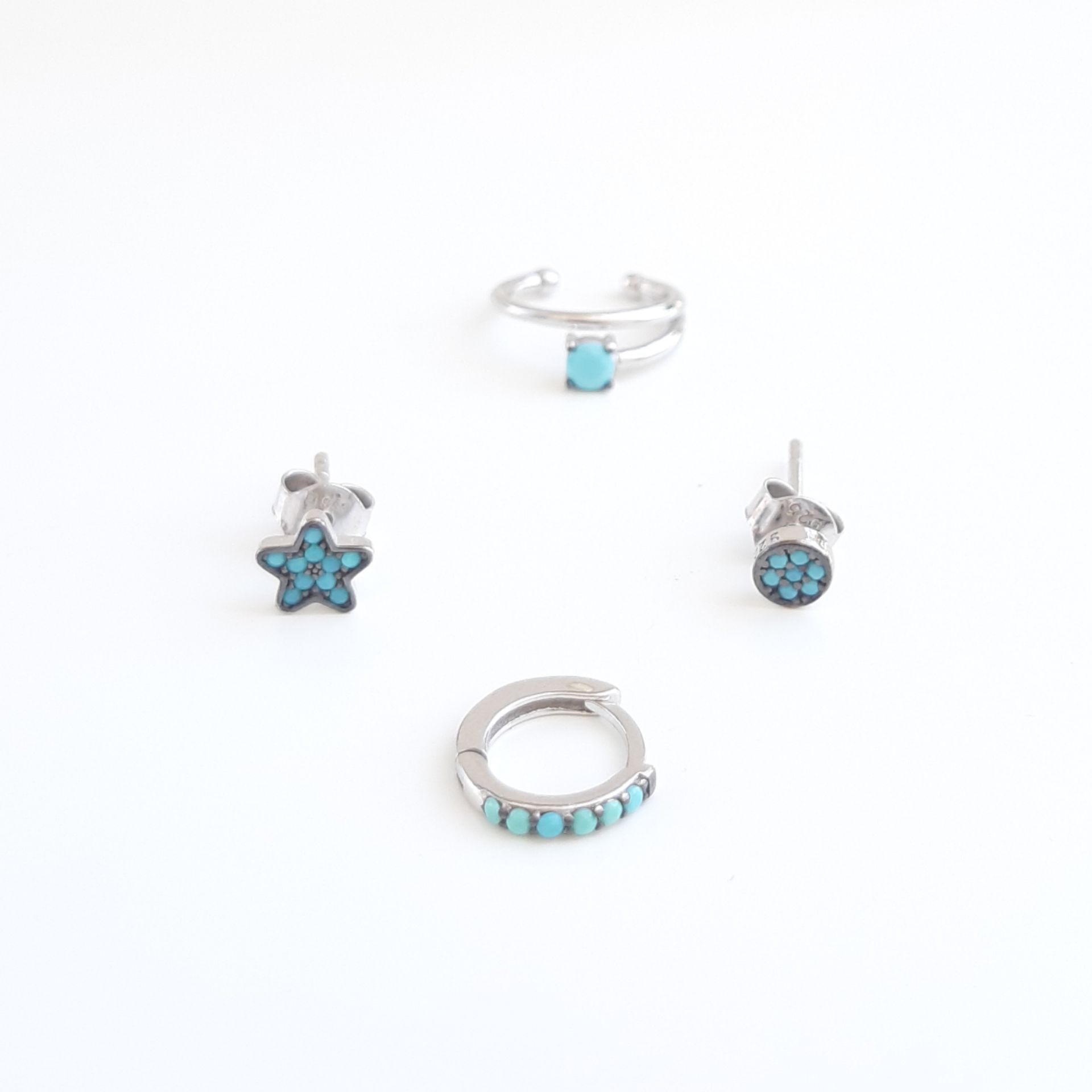 2552020080405 joyas plata mini turquesas luar denia pequeo perforacin indivudual estrella earcuff aro pequeos combinados