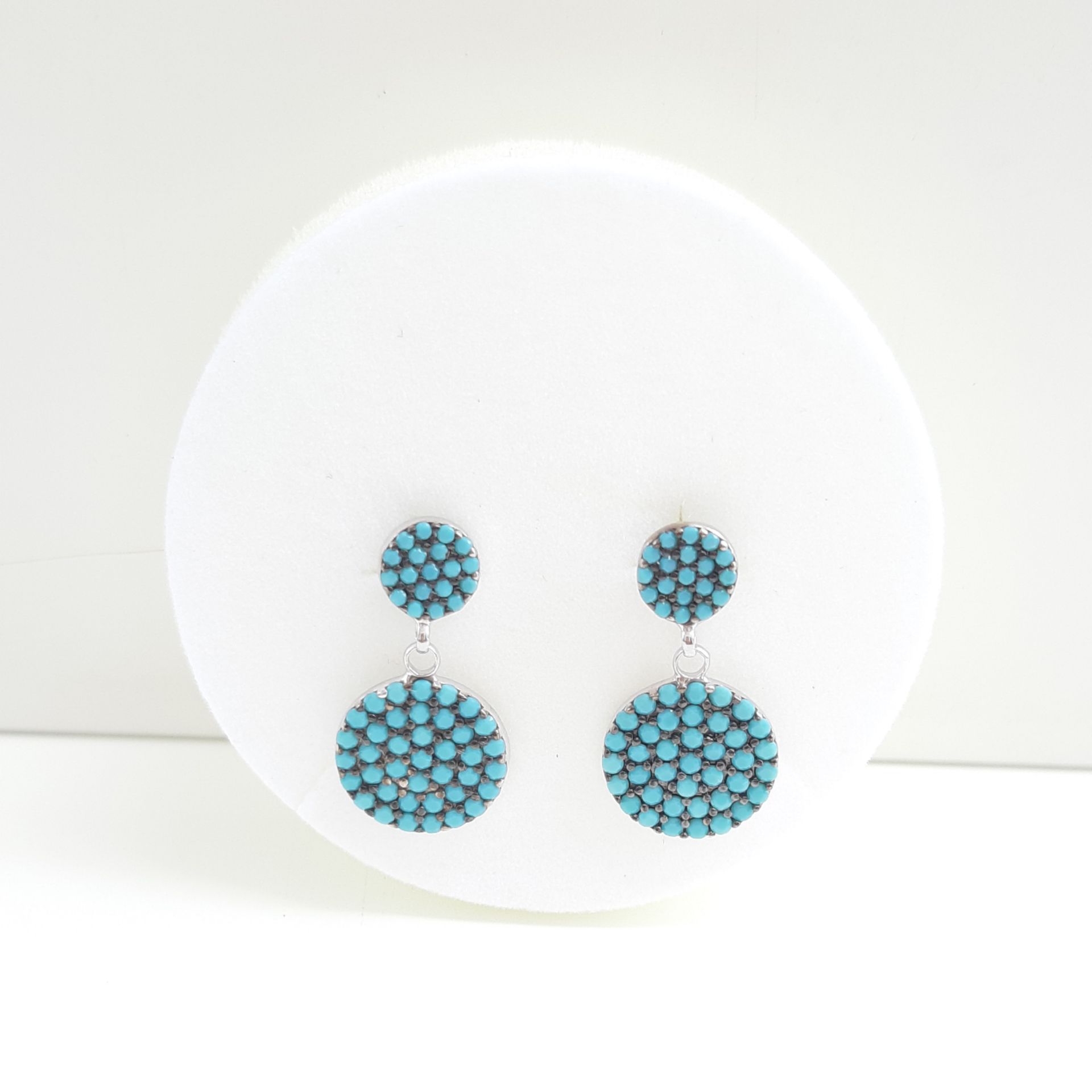 2652020022917 pendientes plata turquesa presin dobles circular dormilones luar joyeria denia