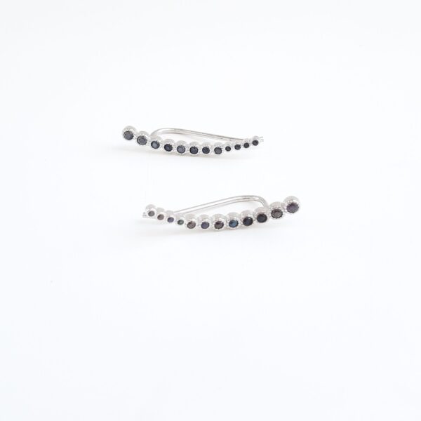 Pendiente trepador plata circonitas negras