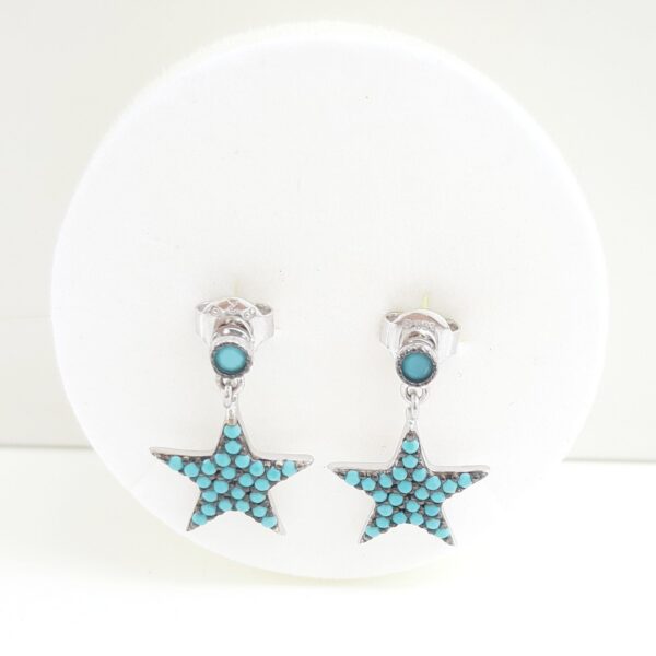 Pendientes plata turquesa dobles estrellas
