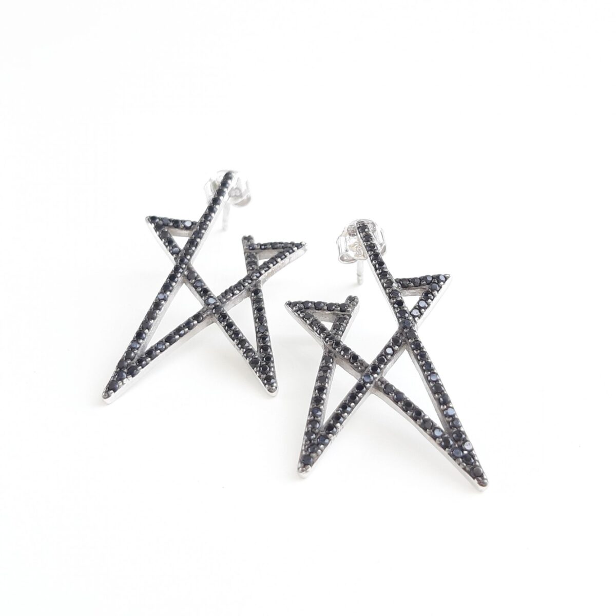 2752020113333 pendientes plata circonitas negros estilo rockero presin luar joyeria denia