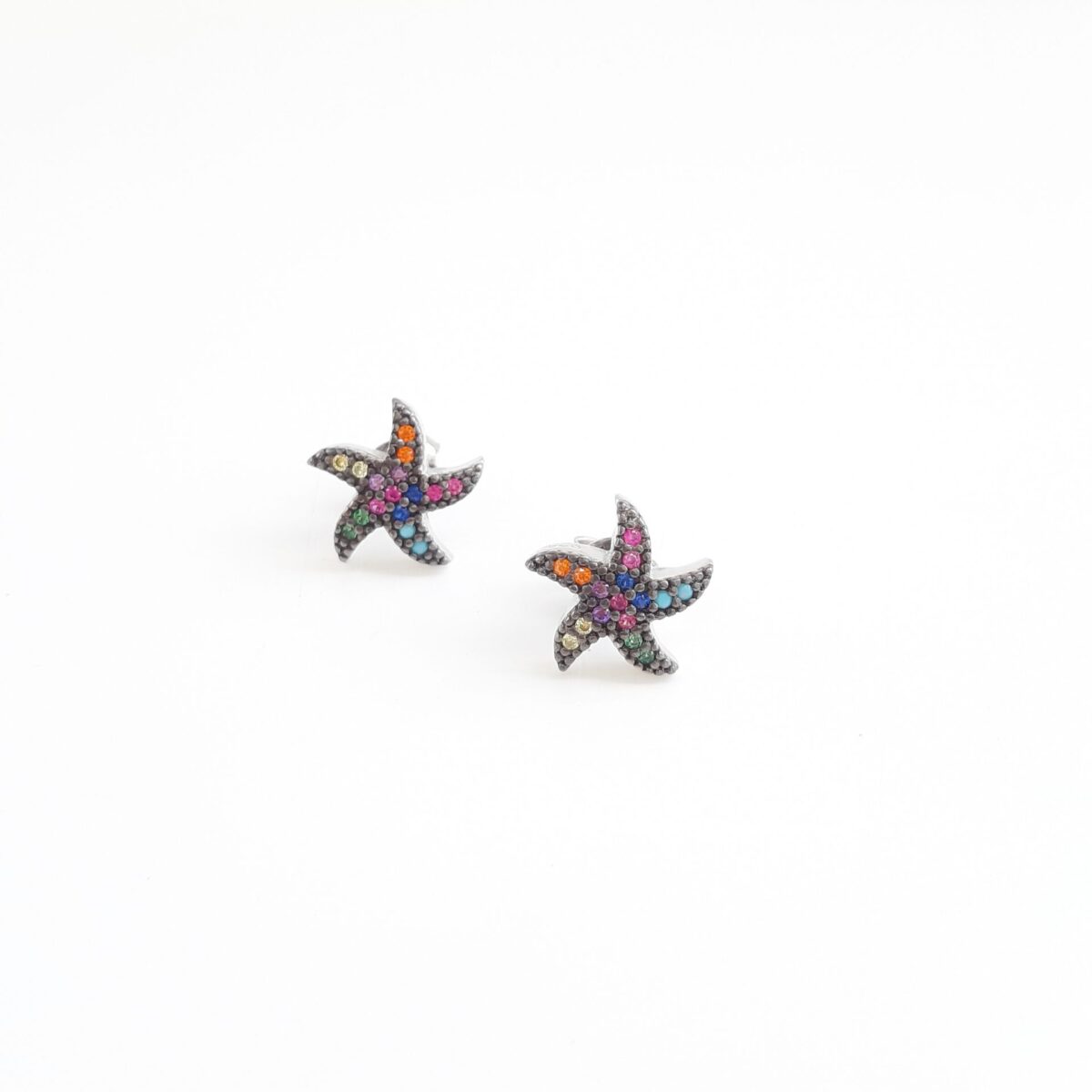 2752020121031 pendientes plata circonitas multicolor estrella mar dormilones luar joyera denia
