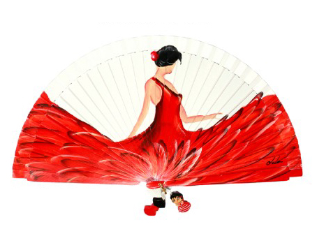 Abanico sevillana roja luardenia